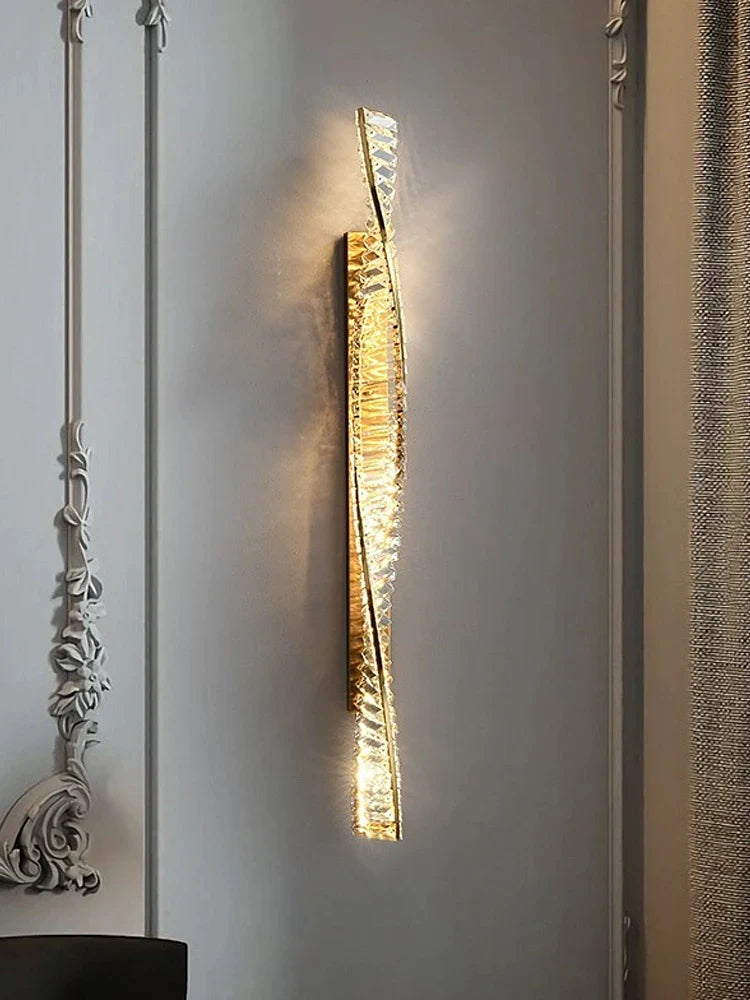 Afralia™ Crystal LED Wall Sconce - Golden Bedroom Bathroom Living Room Mirror Decorluxury Wall Lamp