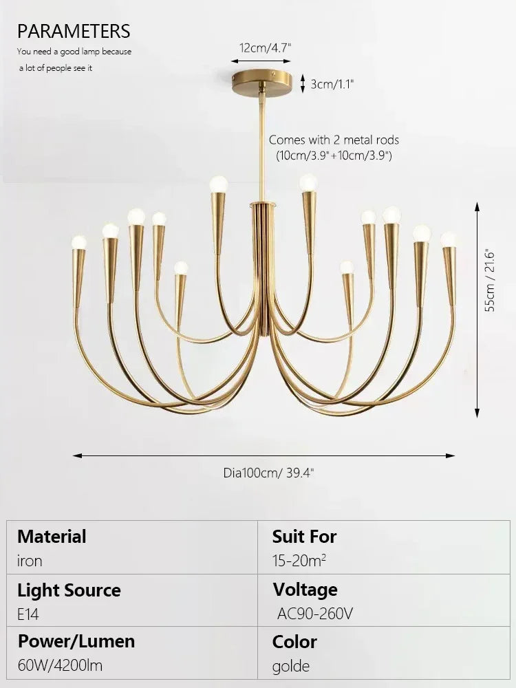 Afralia™ Brass Chandelier: Stylish Pendant Lights for Dining Room, Living Room, Kitchen Island & Bedroom