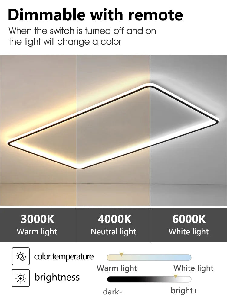 Afralia™ Modern LED Ceiling Lights Rectangular Smart Main Lamp Nordic Style