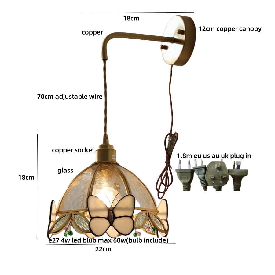 Afralia™ Butterfly Glass LED Wall Lights - Modern Nordic Style Bedside Lamp