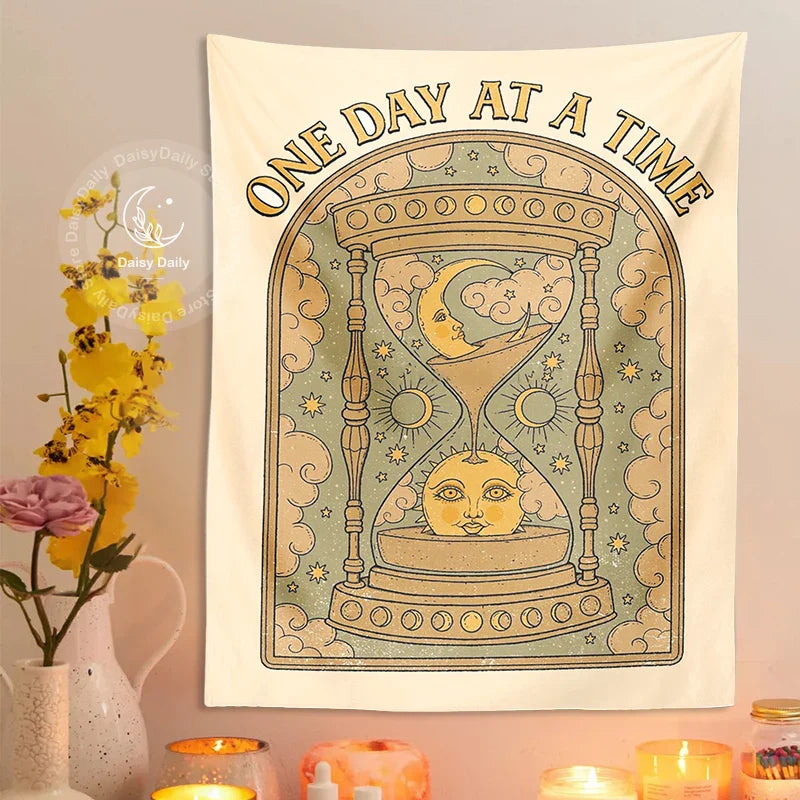 Afralia™ Sun Moon Hourglass Tapestry Wall Hanging for Mystical Boho Decor