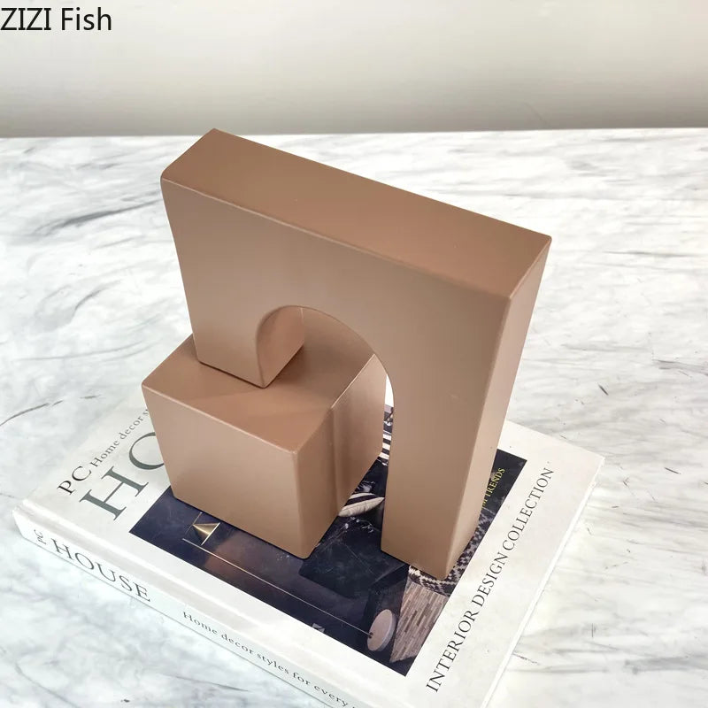 Afralia™ Geometric Metal Sculpture Desk Decoration Arch Modern Crafts Room Decor