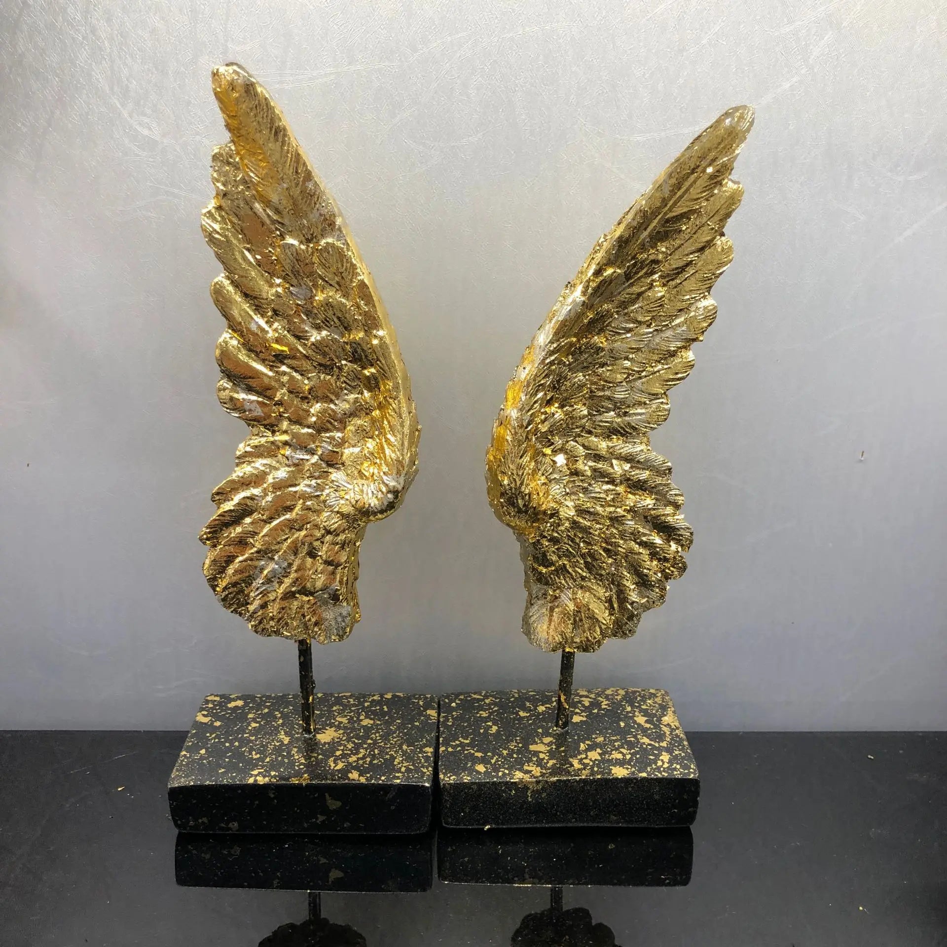Afralia™ Elegant Angel Wings Resin Sculpture Table Decor for Home and Office
