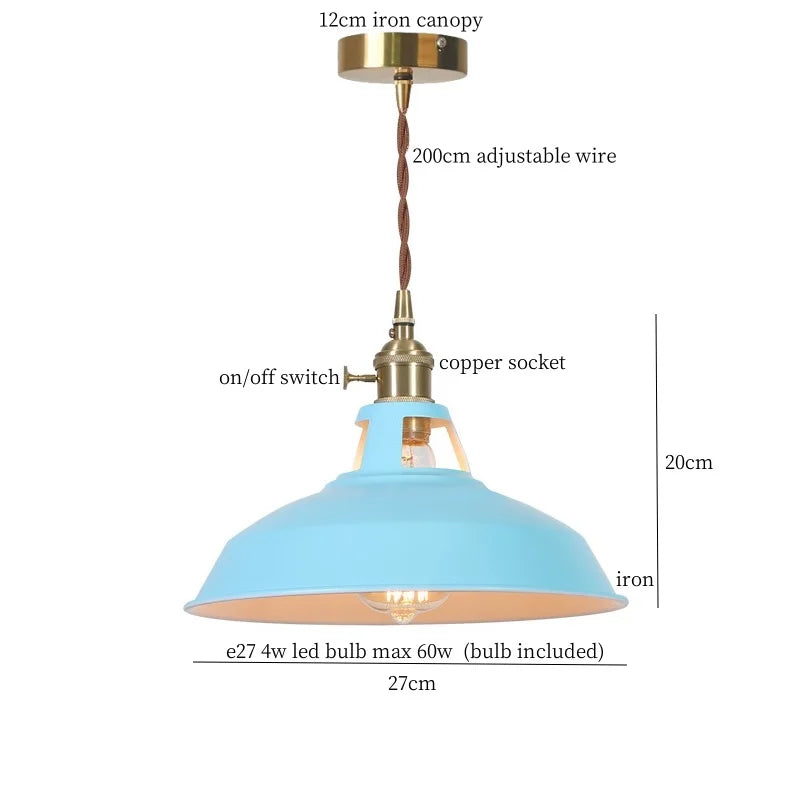 Afralia™ Blue Iron Art LED Pendant Light, Nordic Modern Style for Home and Commercial Spaces