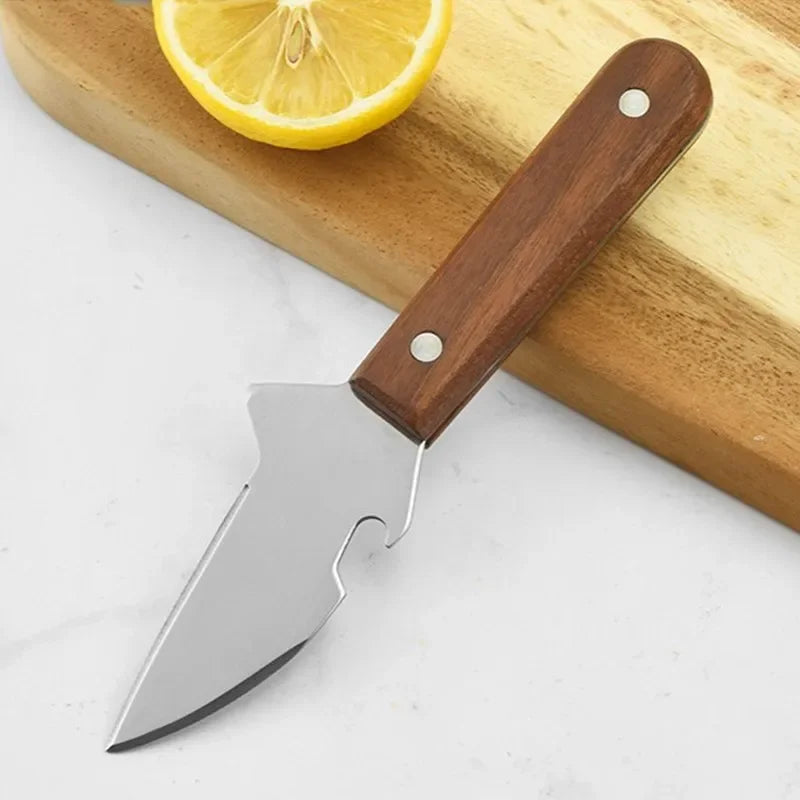 Afralia™ Oyster Knife with Wooden Handle, Seafood Shucking Cutter for