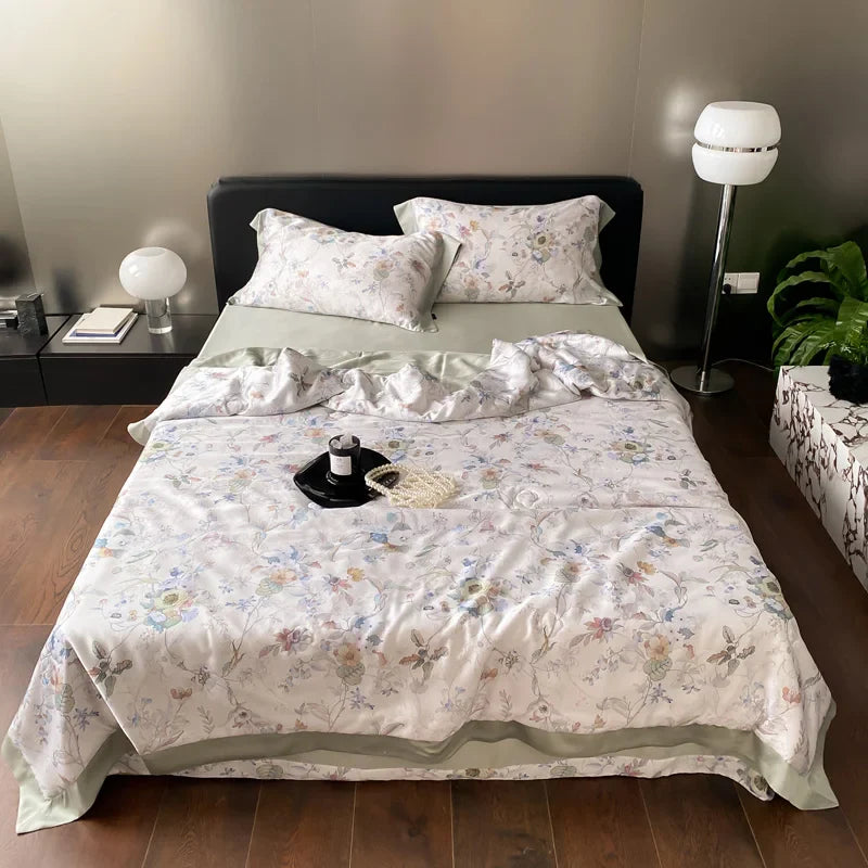 Afralia™ Floral Print Summer Quilt Bedding Set with Sheet & Pillowcases