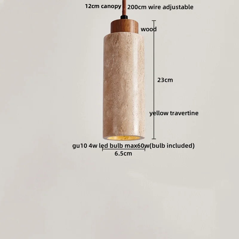 Afralia™ Wood Canopy LED Pendant Light - Nordic Modern Yellow Travertine Hanging Lamp
