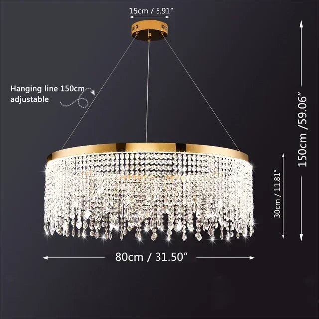 Afralia™ Crystal Circle LED Chandelier for Luxury Living Room Décor
