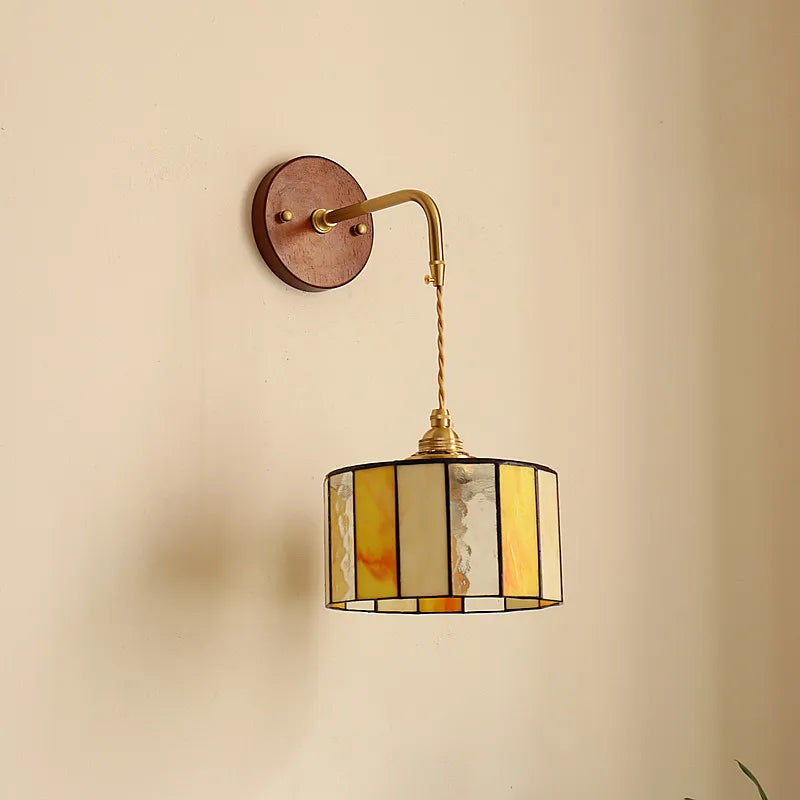 Afralia™ Adjustable LED Wall Lamp Sconce Copper Wood Glass Stair Light