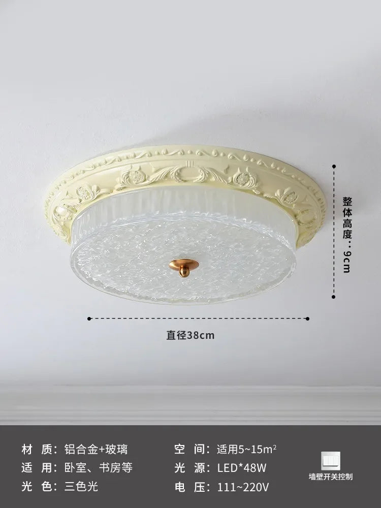 Afralia™ Cream Wind LED Iron Glass Ceiling Light - Retro Design, Bauhaus Style