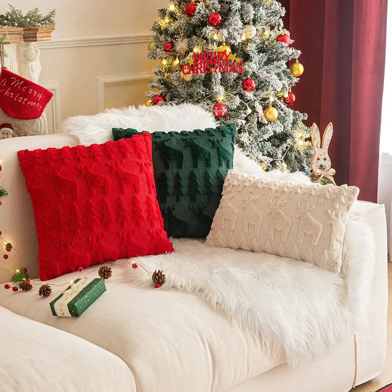 Afralia™ Christmas Plush Pillow Case Set - Festive Holiday Sofa Decor, 2023