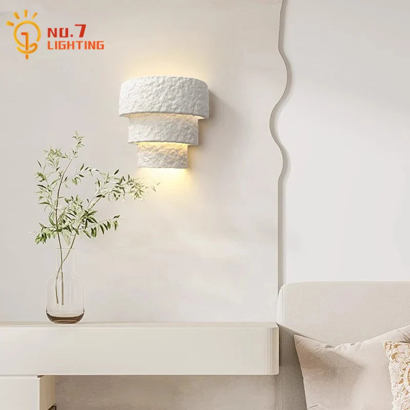 Afralia™ Bauhaus White Gypsum LED Wall Lamp for Living Room Bedroom - Minimalist Design