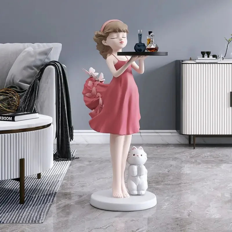 Afralia™ Nordic Fiberglass Female Statue Home Decoration Floor Sculpture