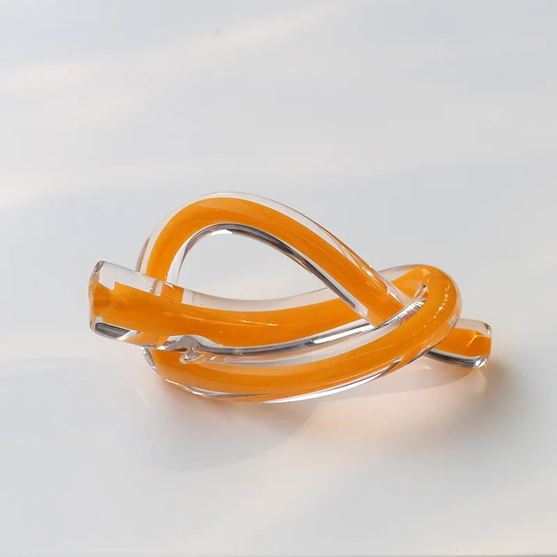 Afralia™ Geometric Glass Sculpture Twine Knot Decor Home Decor Accessory