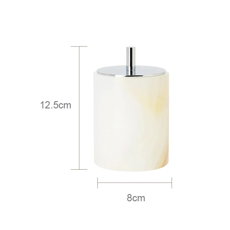 Afralia™ White Onyx Marble Bathroom Accessories Set for Elegant Bath Decor