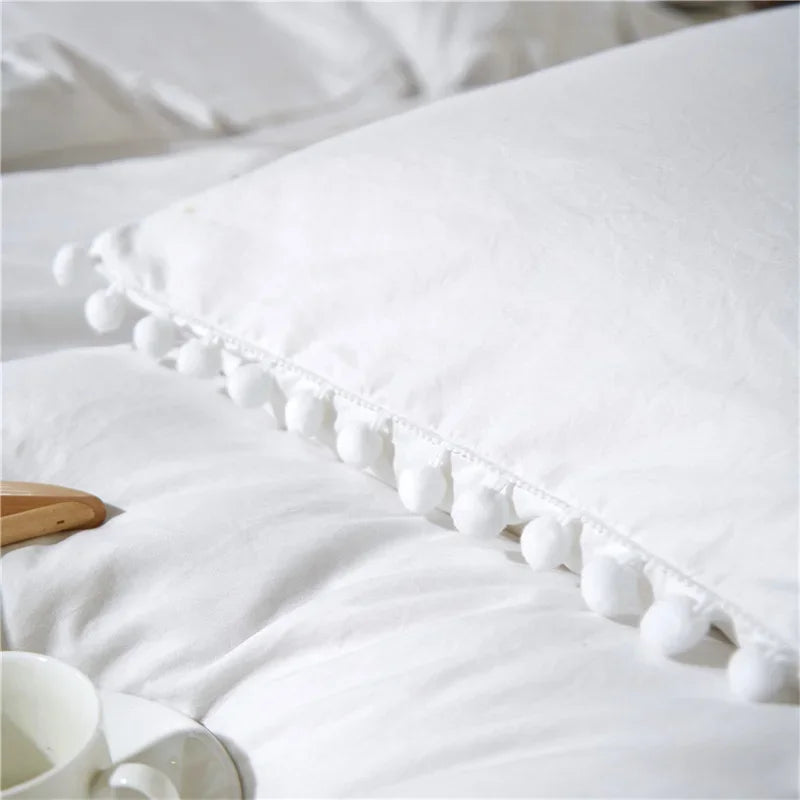 Luxury Furball Tassel Duvet Cover Set by Afralia™ - King Queen Twin Full Size Bedding