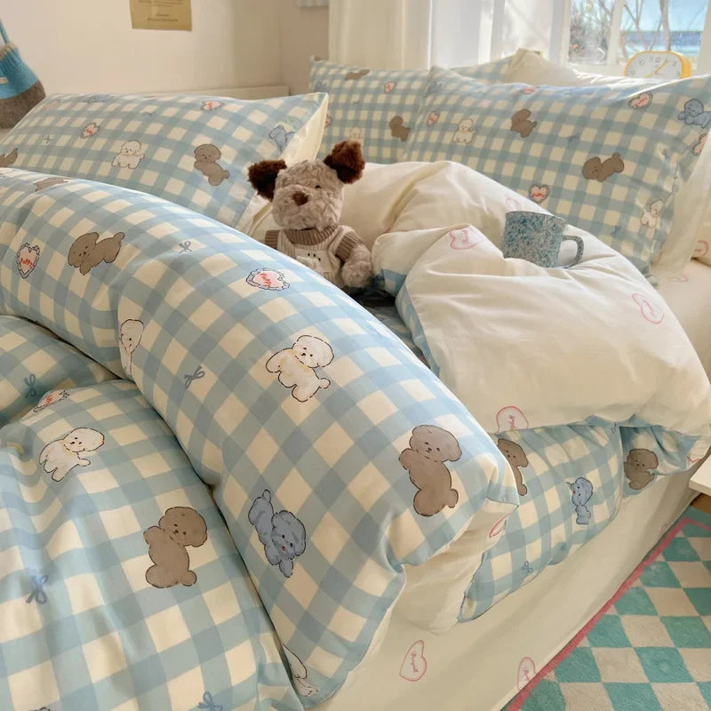 Afralia™ Cartoon Printed Cotton Quilt Cover Set - Soft, Breathable, Colorfast Bedding