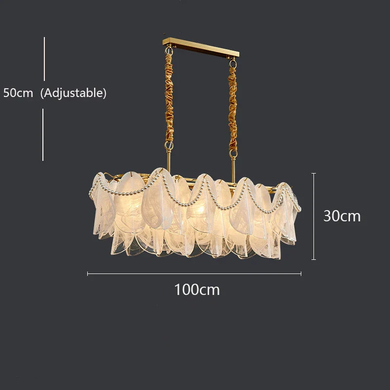 Afralia™ LED Glass Hanging Lamp Golden Leaf Shape Modern Pendant Light