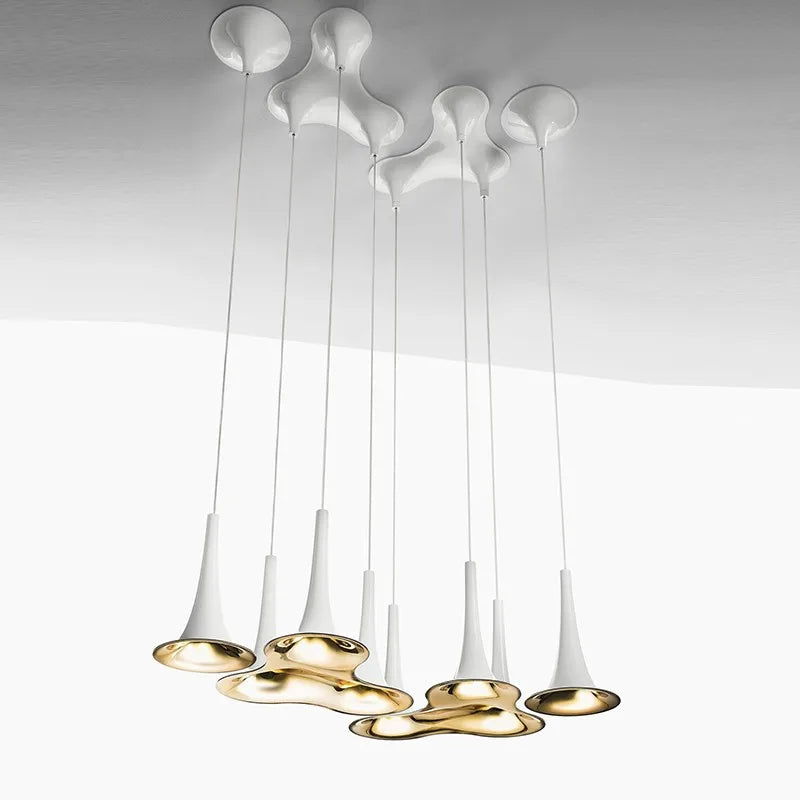 Afralia™ Minimalist Gold & White Pendant Light for Living Room & Bedroom