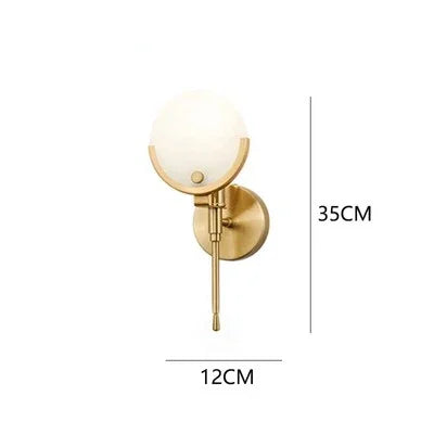 Afralia™ Gold Marble Copper Wall Lamp Modern Minimalist Bedside LED Light