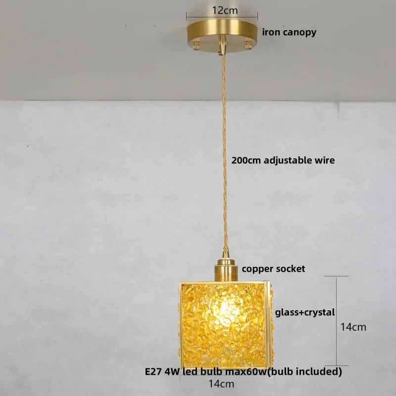 Afralia™ Crystal Glass LED Pendant Lamp with Adjustable Copper Socket for Modern Luxury Décor