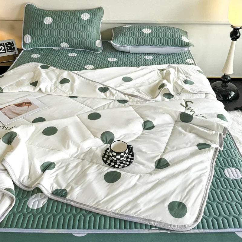 Afralia™ Double-Sided Cool Comforter Set: Ice Silk Duvet, Fitted Sheet, Pillowcase