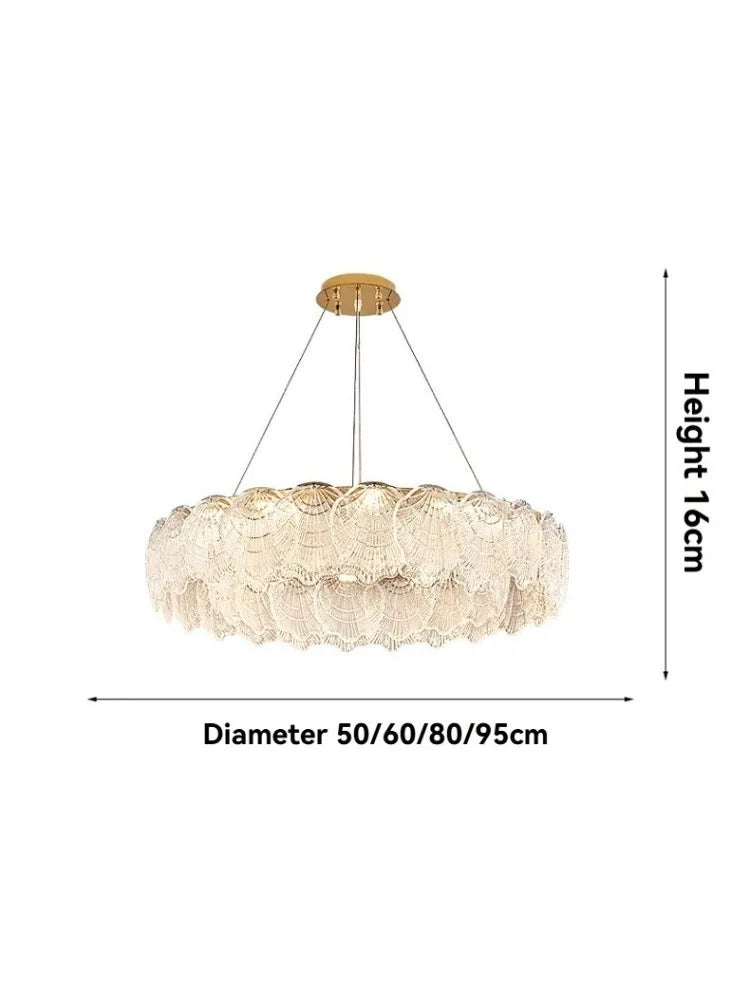 Afralia™ Shell Chandelier Ceiling Lights Crystal Cover Pendant Lamp for Home Decor