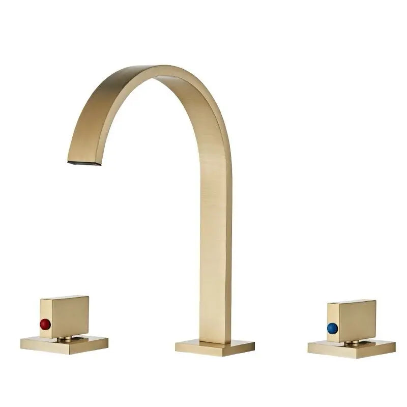 Afralia™ Square Brass Basin Faucet: Chrome/Gold/Black Finish, Double Handle Deck Mount Bathroom Tap