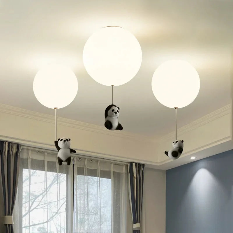 Afralia™ Kids Bear LED Ceiling Chandelier, Cute Bedroom Pendant Light for Boys and Girls