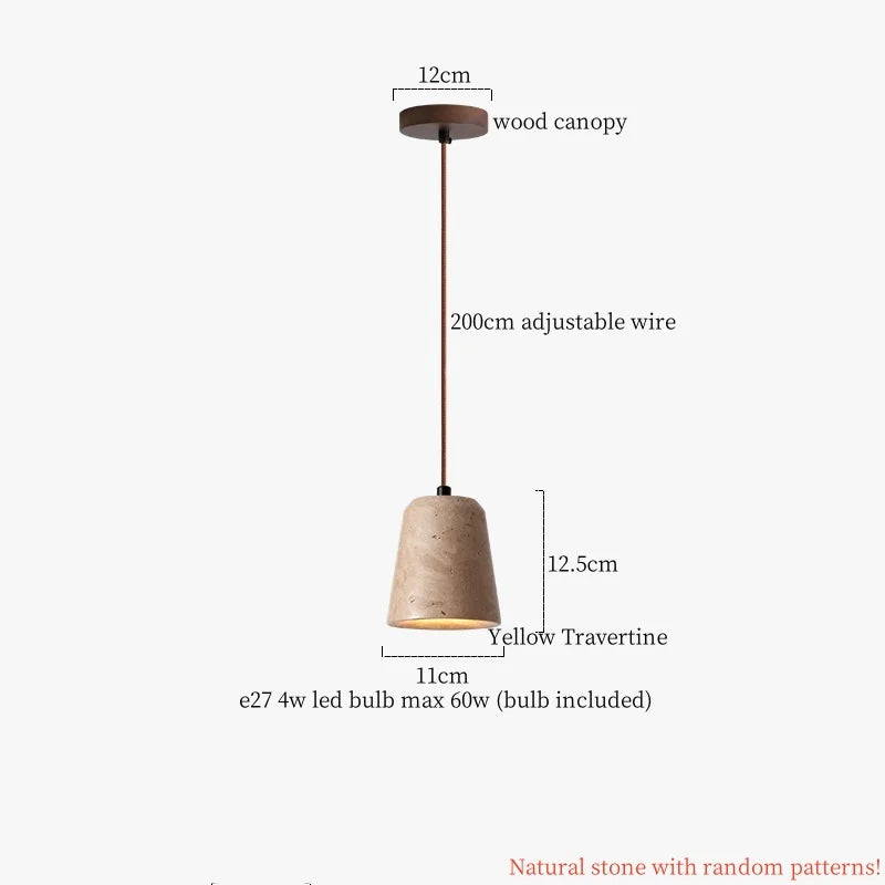 Afralia™ Cream Glass LED Pendant Lights Modern Wood Yellow Travertine Pendant Lamp