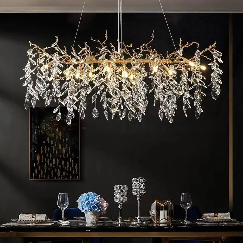 Afralia™ Modern Luxury Crystal Led Chandelier for Dining Living Room Hotel Hall