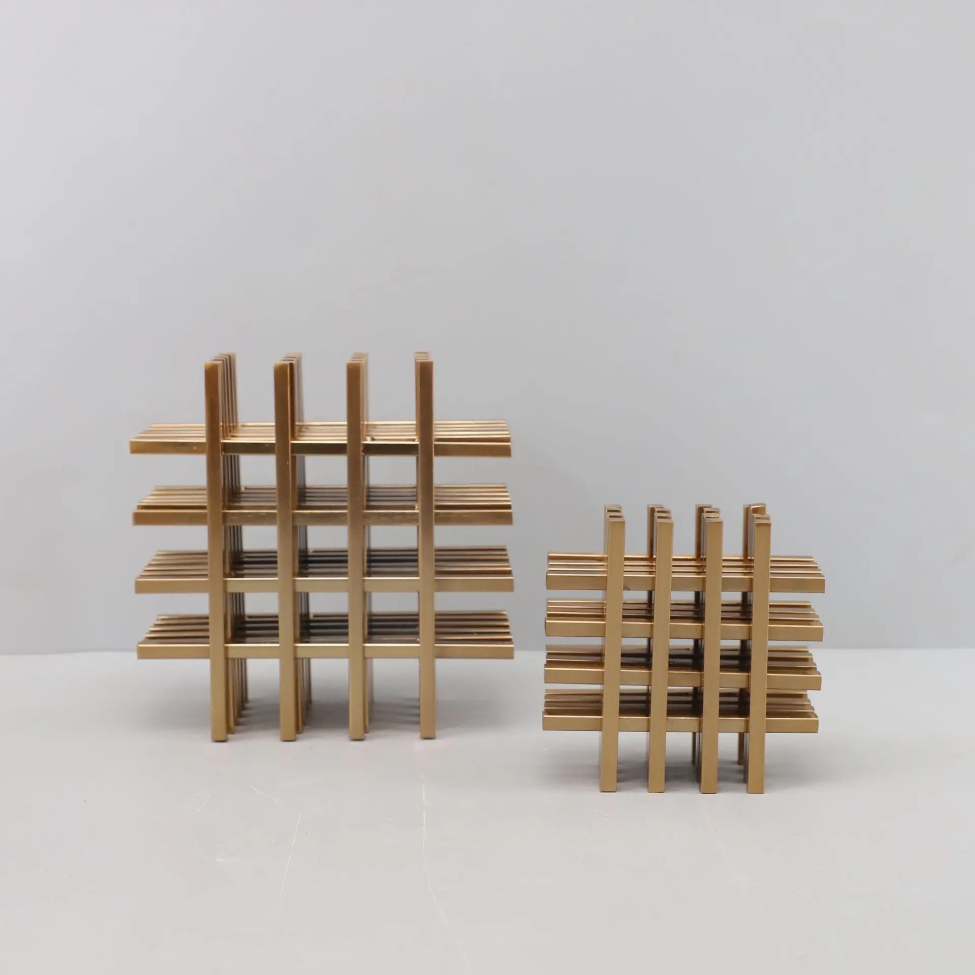 Afralia™ Geometric Block Metal Sculpture Abstract Square Decor Figurines, Home Decor Accessories