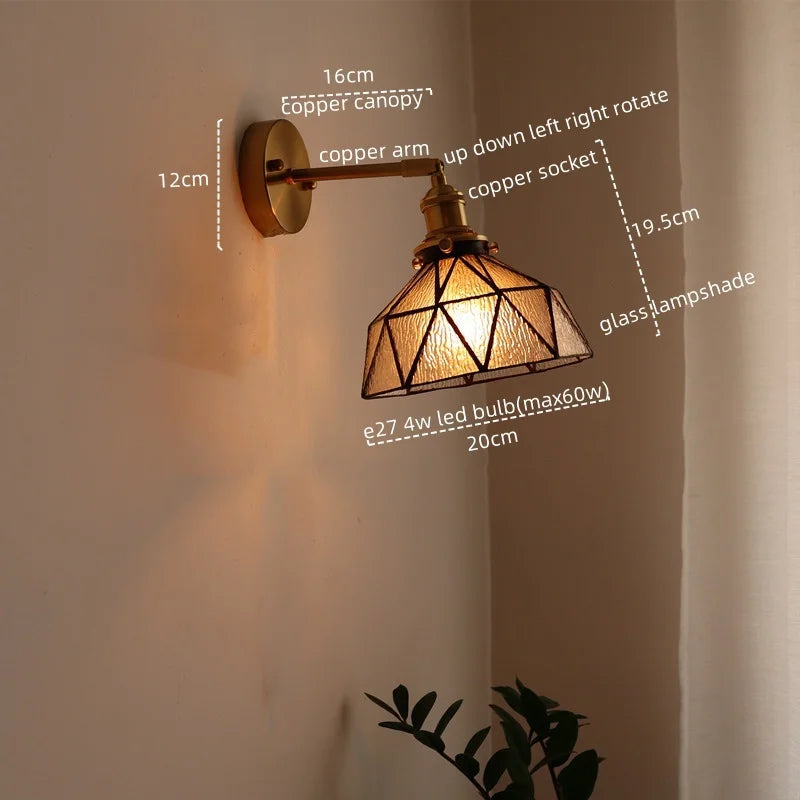 Afralia™ Copper Glass LED Wall Lamp Modern Nordic Home Decor Applique Murale