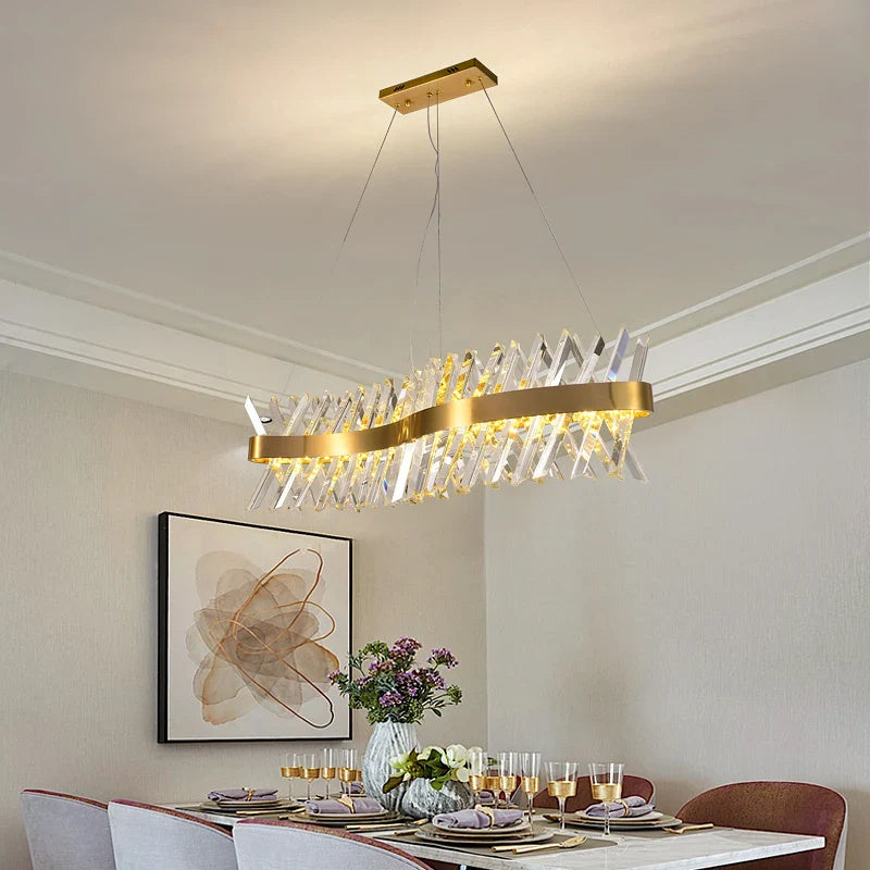 Afralia™ Crystal Pendant Lamp: Dimmable Semi Round LED Pendant Light for Stylish Living Rooms