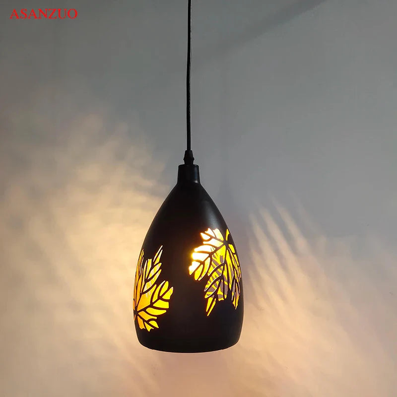 Afralia™ Hollow Maple Leaf Pendant Light Fixture for Bar and Kitchen Island