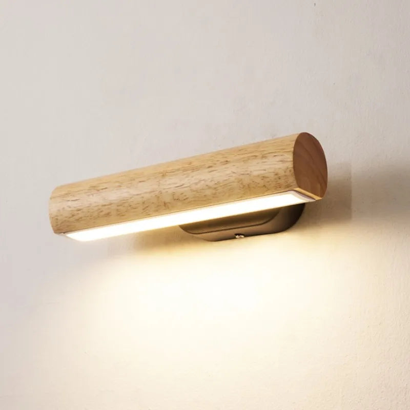 Afralia™ Nordic Wood Wall Sconce Light for Bedroom Kids, Rotating Reading Lamp