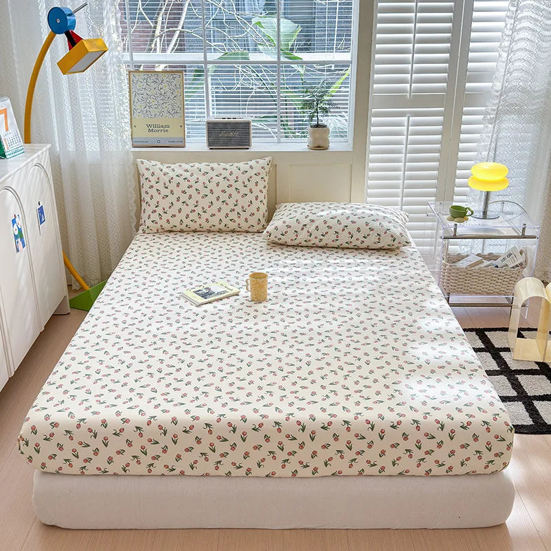 Afralia™ Queen Double Fitted Bed Sheet Coarse Cloth Mattress Cover - High-Quality Print