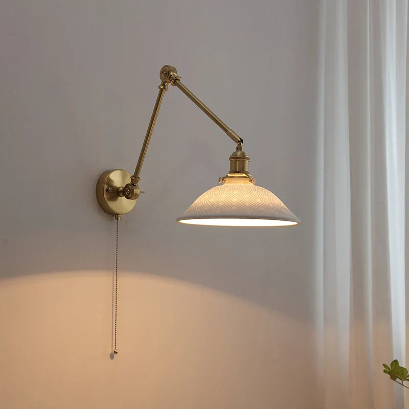Afralia™ Nordic Ceramic LED Wall Sconce Pull Chain Switch Light