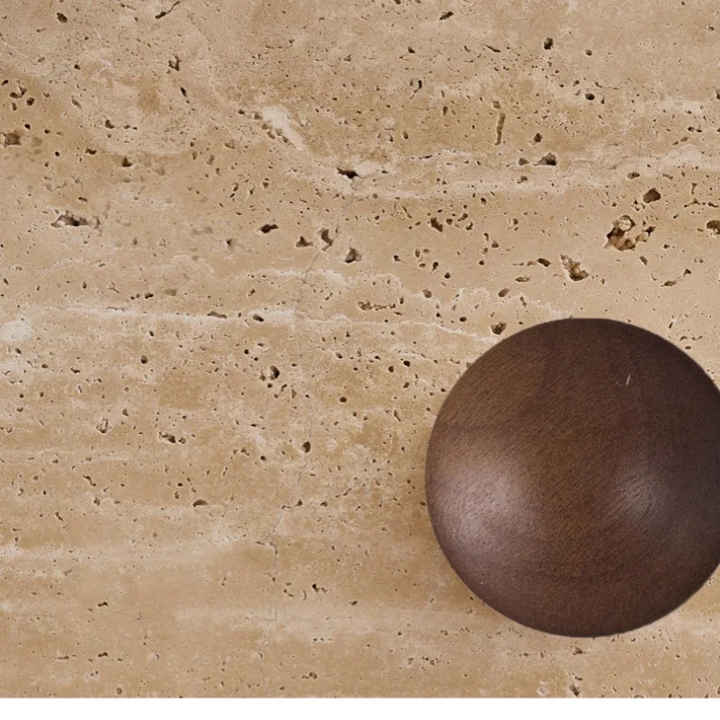Afralia™ Round Wood LED Wall Lights Sconce for Balcony Staircase, Wabi Sabi Yellow Stone Lamp