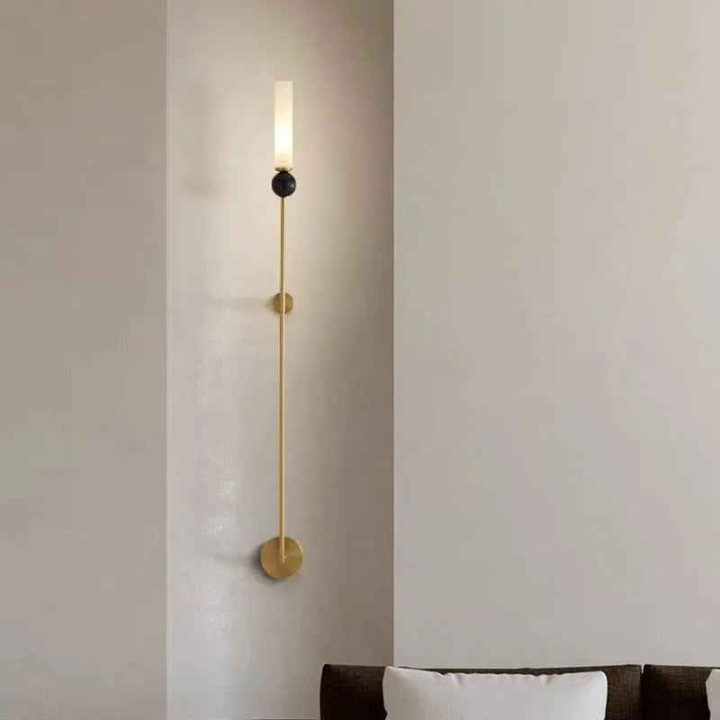 Afralia™ Marble Ball Wall Sconce with Brass Finish and Acrylic Lampshade