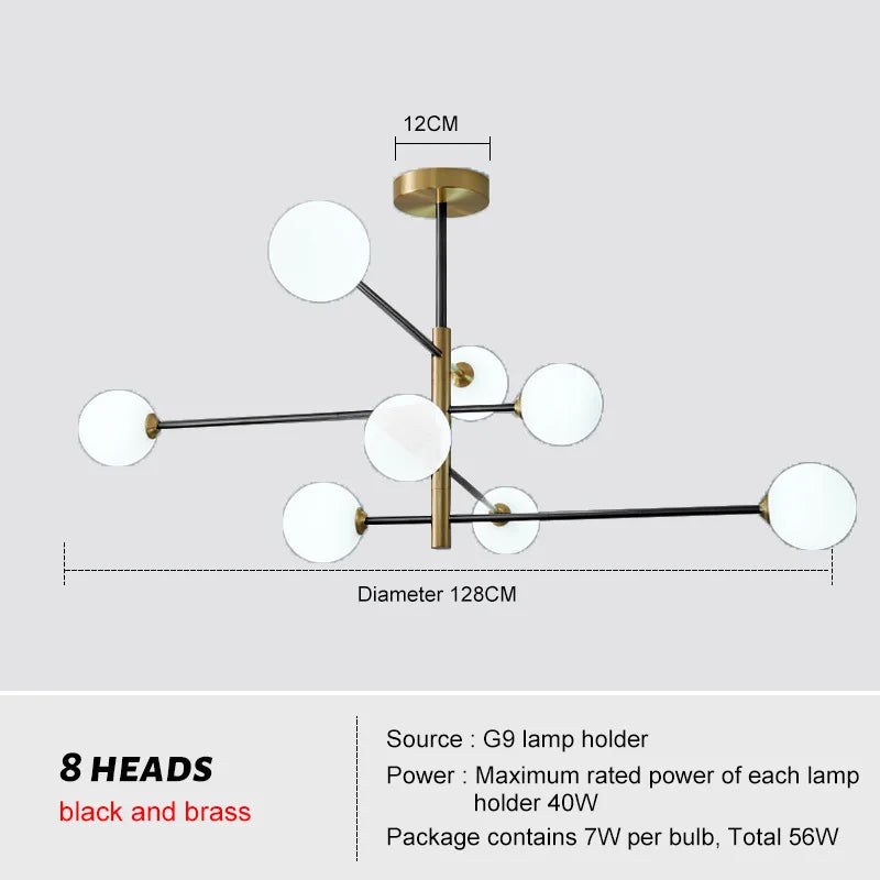 Afralia™ Brass Chandelier: Nordic Glass Pendant Lights for Home, Living Room, Bedroom, Restaurant & Cafe