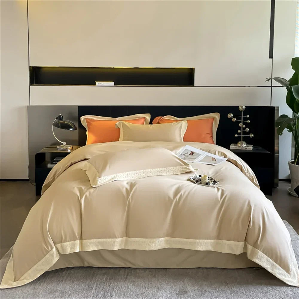 Afralia™ Luxury Egyptian Cotton Bedding Set - Queen King Size Sheets Duvet Cover Pillowcases