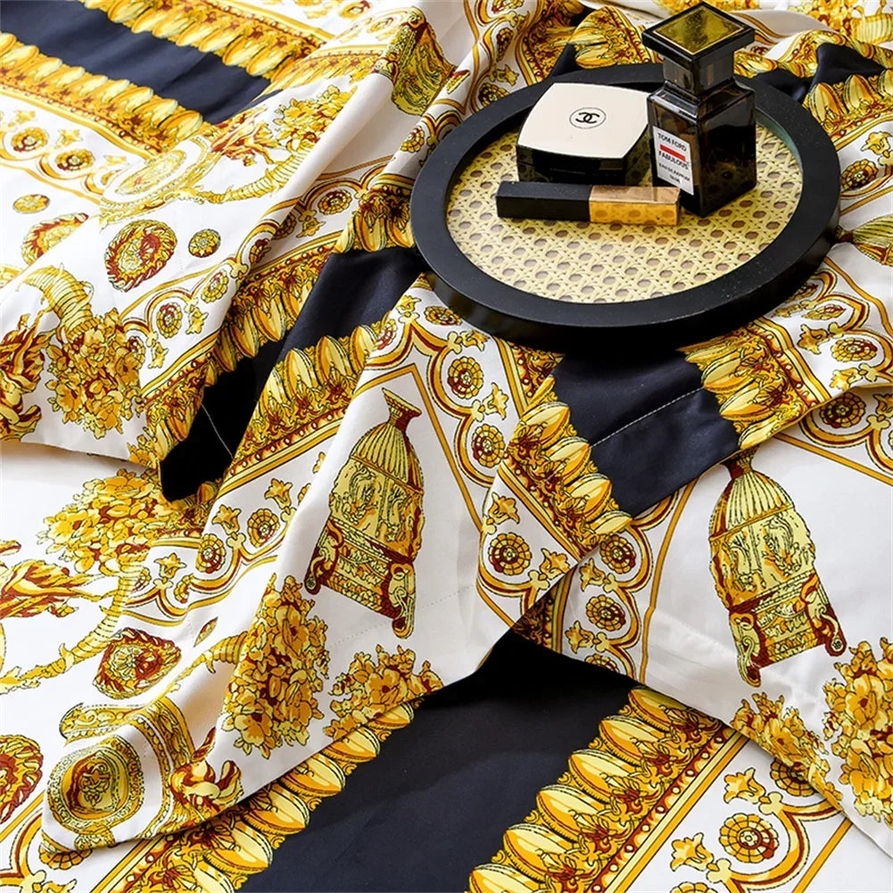 Afralia™ 1200TC Golden Egyptian Cotton King Queen Bedding Set, Custom Size Option