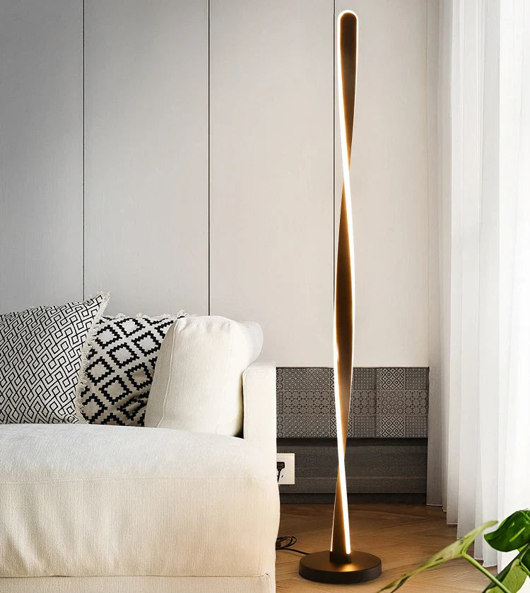 Afralia™ Art Deco Spiral Shade Floor Lamp - Modern Minimalist Stand Light