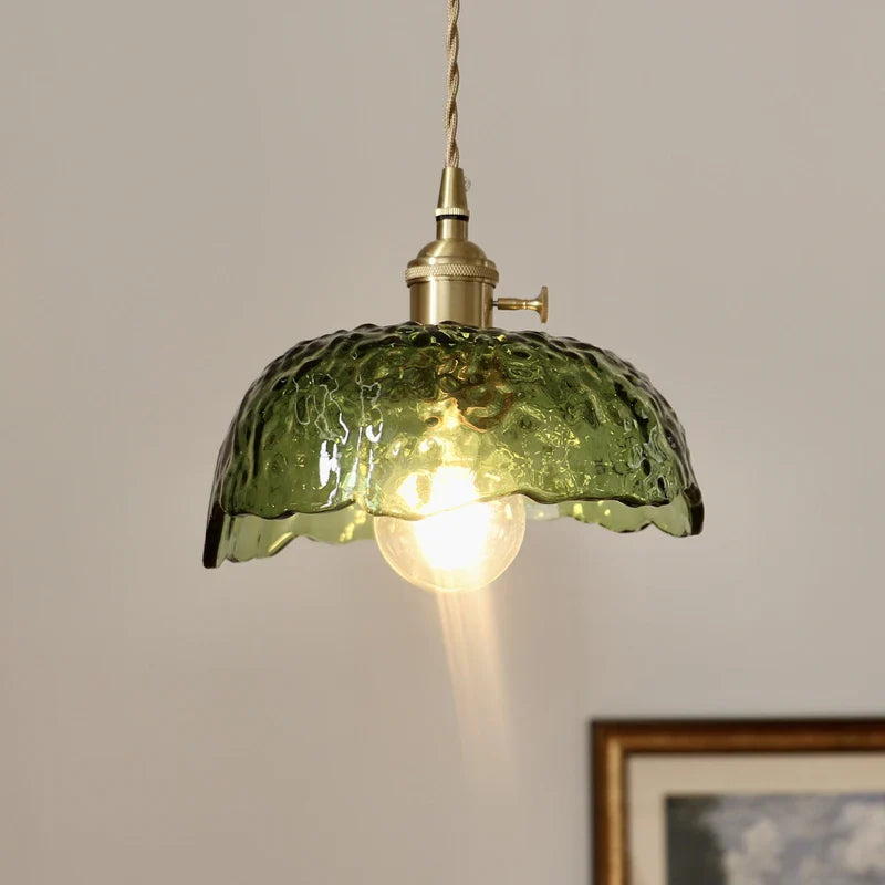 Afralia™ Nordic Green Glass LED Hanging Lamp Indoor Lighting Pendant Light