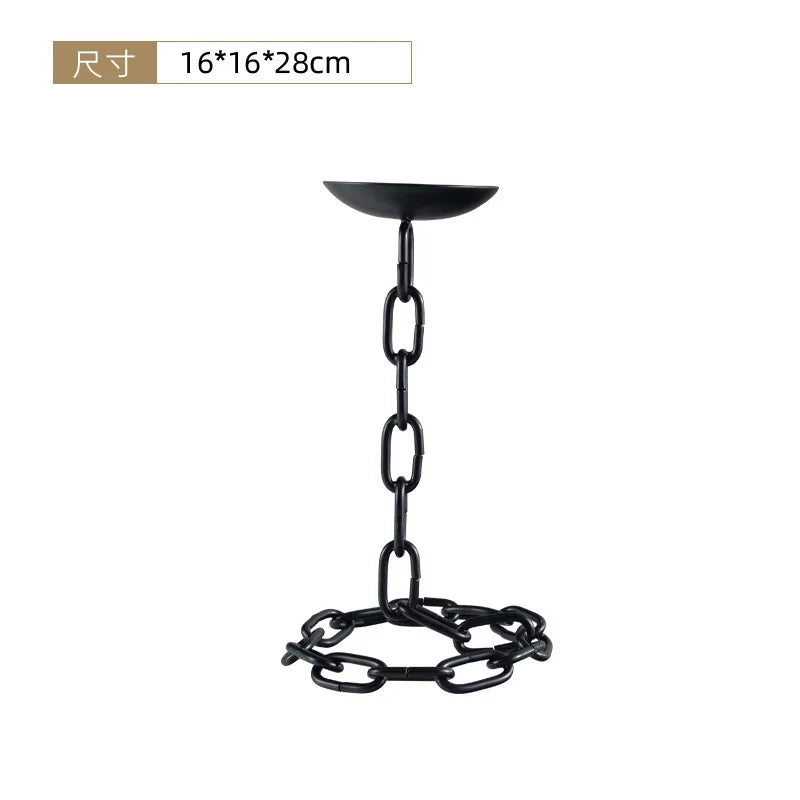 Afralia™ Vintage Chain Candlestick Holder for Home Decor - Metal Candle Holder