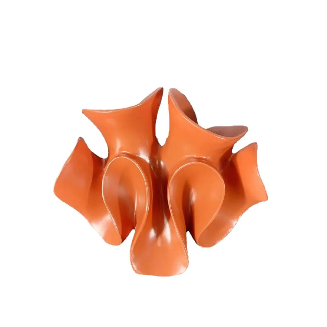 Afralia™ Geometric Petal Resin Sculpture, Modern Home Decor Figurine