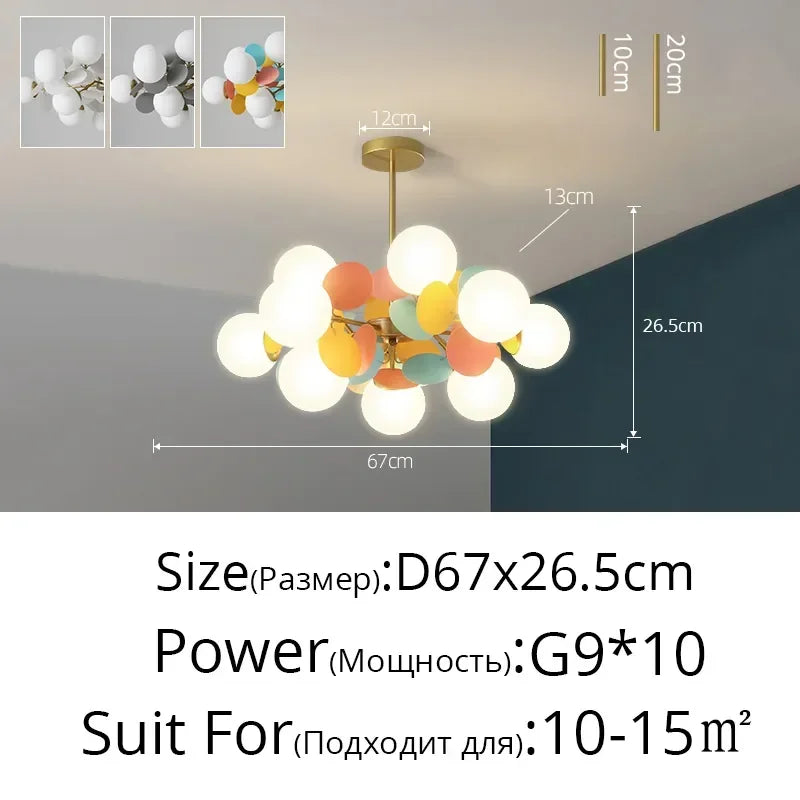 Afralia™ LED Colorful Chandelier for Living Room Bedroom Dining Modern Flash Bulbs