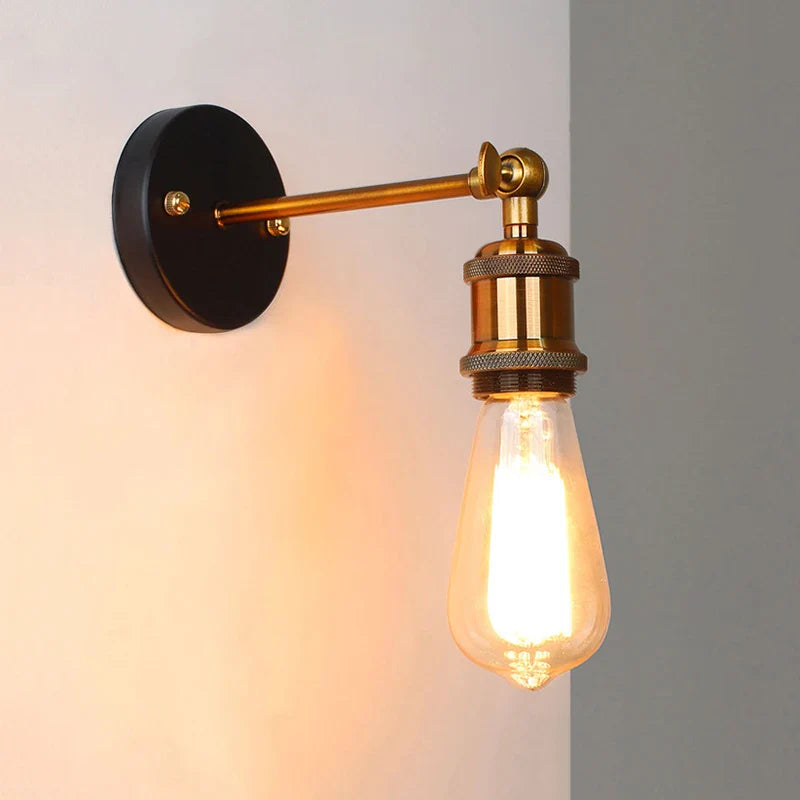 Afralia™ Industrial Vintage Loft Style Wall Lamp Bedside Sconce Glass Iron Art E27