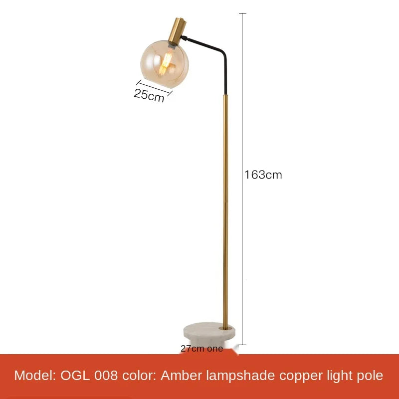 Afralia™ Modern LED Standing Glass Lamp for Living Room, Bedroom, Study - Black Gold White Metal Marble Floor Lights